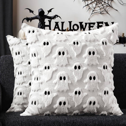 DFXSZ Halloween Ghost Pillow Covers 18x18 in, Set of 2, White 1