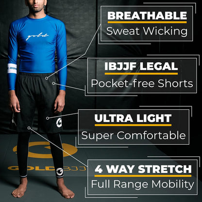 Gold BJJ Jiu-Jitsu Shorts, IBJJF Approved No-Gi Fight Shorts 4