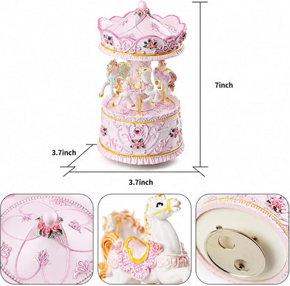 Mr.Winder Wind-Up Carousel Music Box with Lights, You Are My Sunshine 8