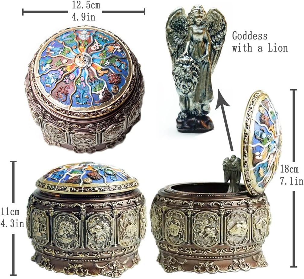 Amperer Vintage Zodiac Music Box with Rotating Goddess and LED Lights 2