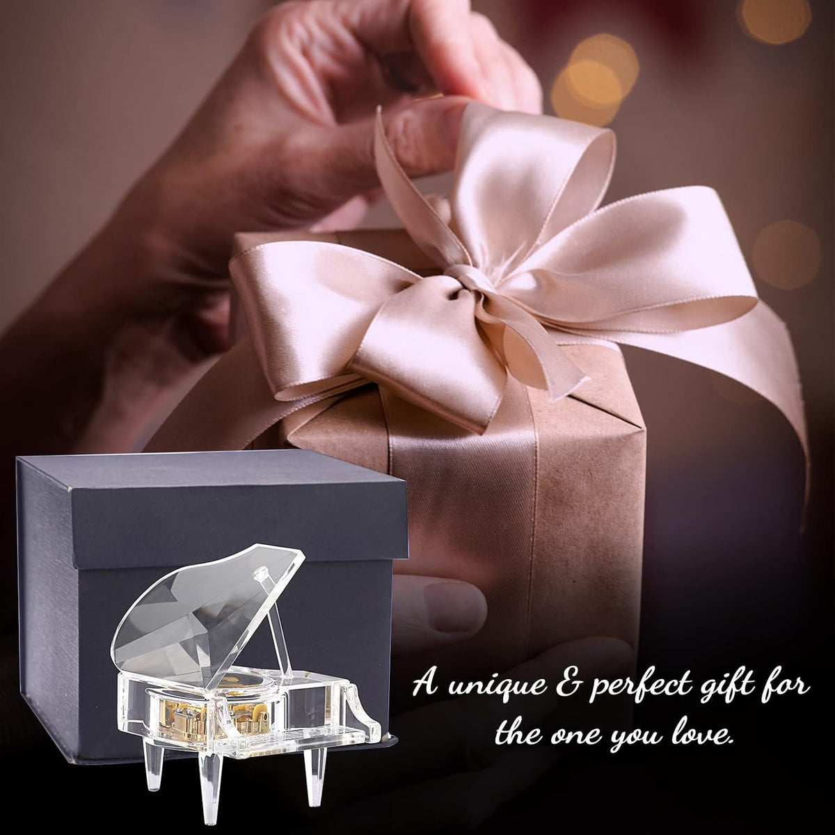 ELLDOO Crystal Piano Music Box, No Batteries, Plays For Elise 7