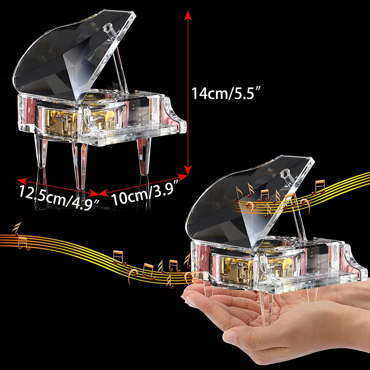 ELLDOO Crystal Piano Music Box, No Batteries, Plays For Elise 2