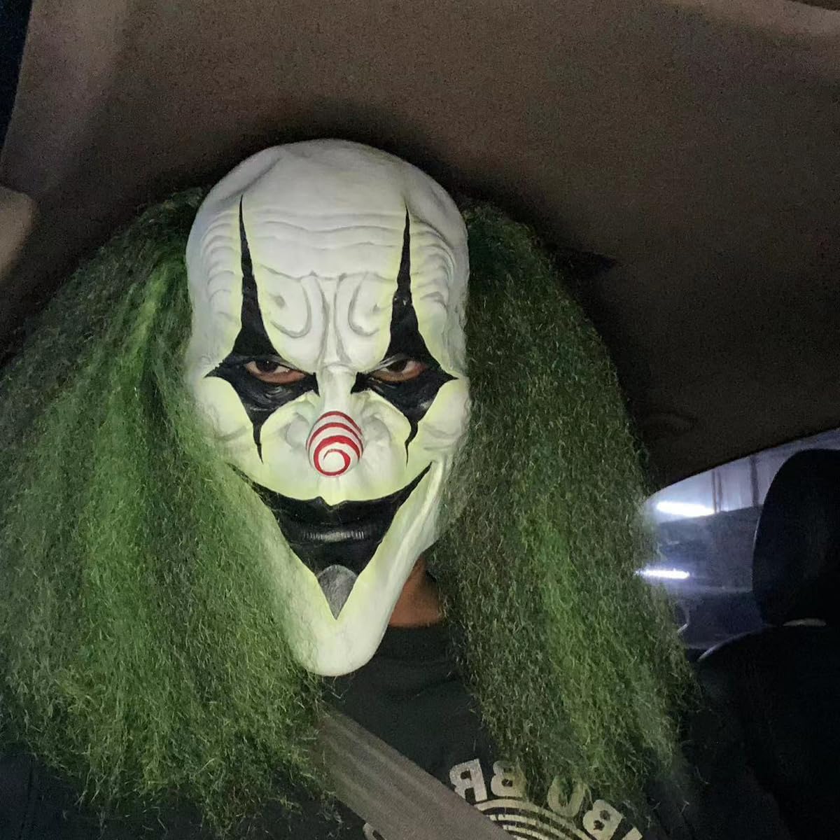 QNGCOLRCY Halloween Clown Mask with Green Wig for Adults 5