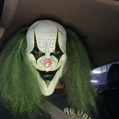 QNGCOLRCY Halloween Clown Mask with Green Wig for Adults 5