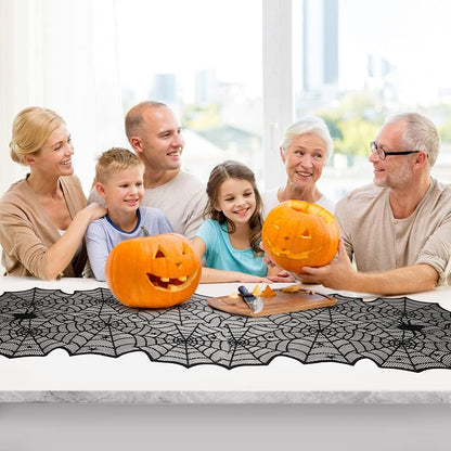 sogiv Black Lace Spider Web Halloween Table Runner, 18 x 72 in 7