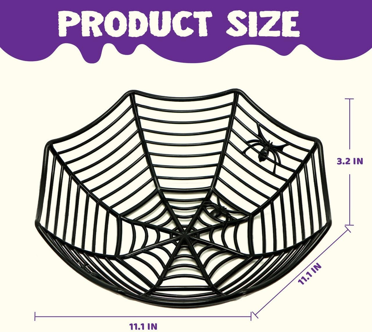 JOYIN 3 Spider Web Halloween Candy Bowls, Orange Purple Black 3