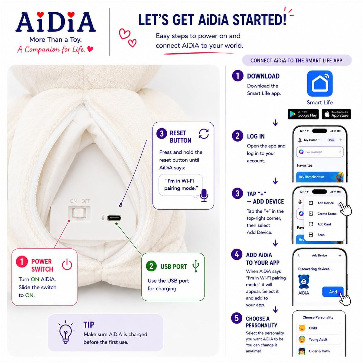AiDiA Smart AI Companion Teddy Bear with Multilingual Voice Chat 2