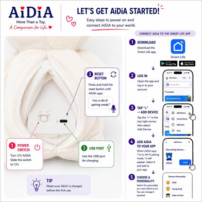 AiDiA Smart AI Companion Teddy Bear with Multilingual Voice Chat 2