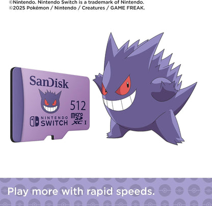 SanDisk 512GB microSD for Nintendo Switch, Pokémon Gengar Edition 3