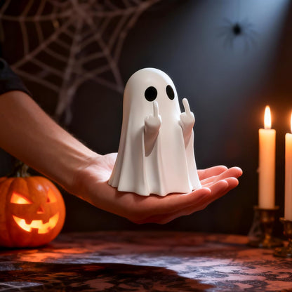 Chgfs Ceramic Ghost Figurine, White Hand-Painted Halloween Decor 6