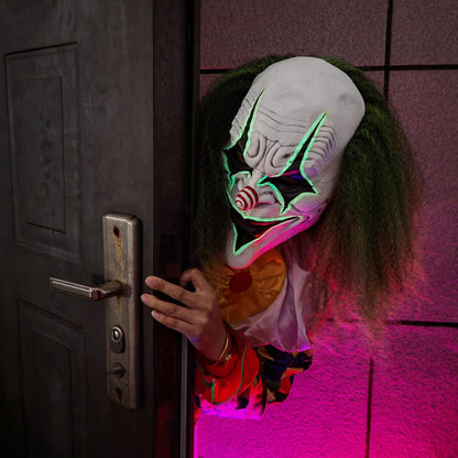 QNGCOLRCY Halloween Clown Mask with Green Wig for Adults 2
