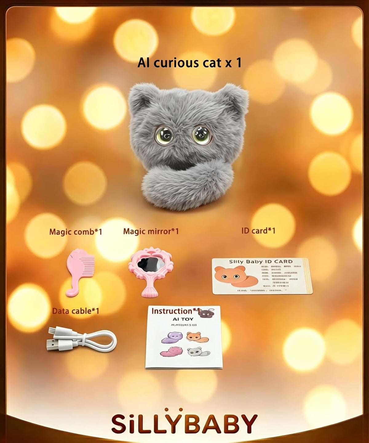 Liifun AI Companion Cat – 80-Language Talking Plush with LED Face 7