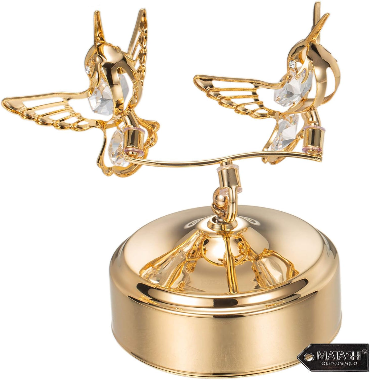 Matashi 24K Gold-Plated Crystal Music Box with Two Hummingbirds 1