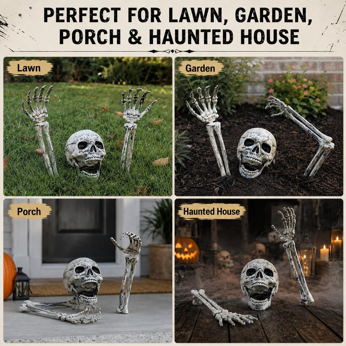 AISENO Realistic Skeleton Groundbreaker Stakes, 3-Piece Outdoor Set 7