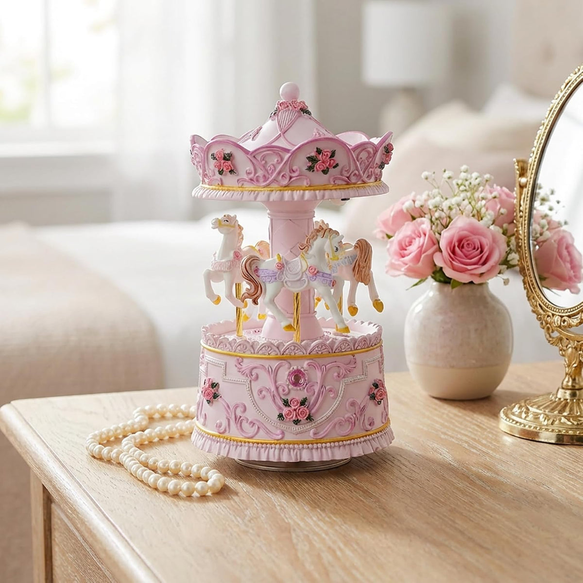 Mr.Winder Wind-Up Carousel Music Box with Lights, You Are My Sunshine 4