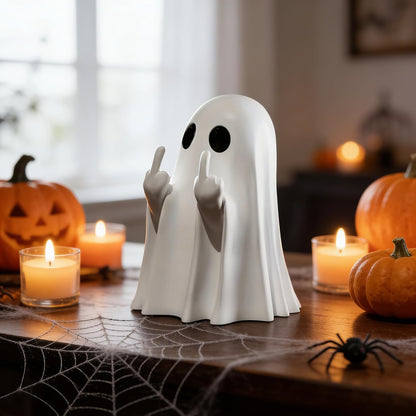 Chgfs Ceramic Ghost Figurine, White Hand-Painted Halloween Decor 1