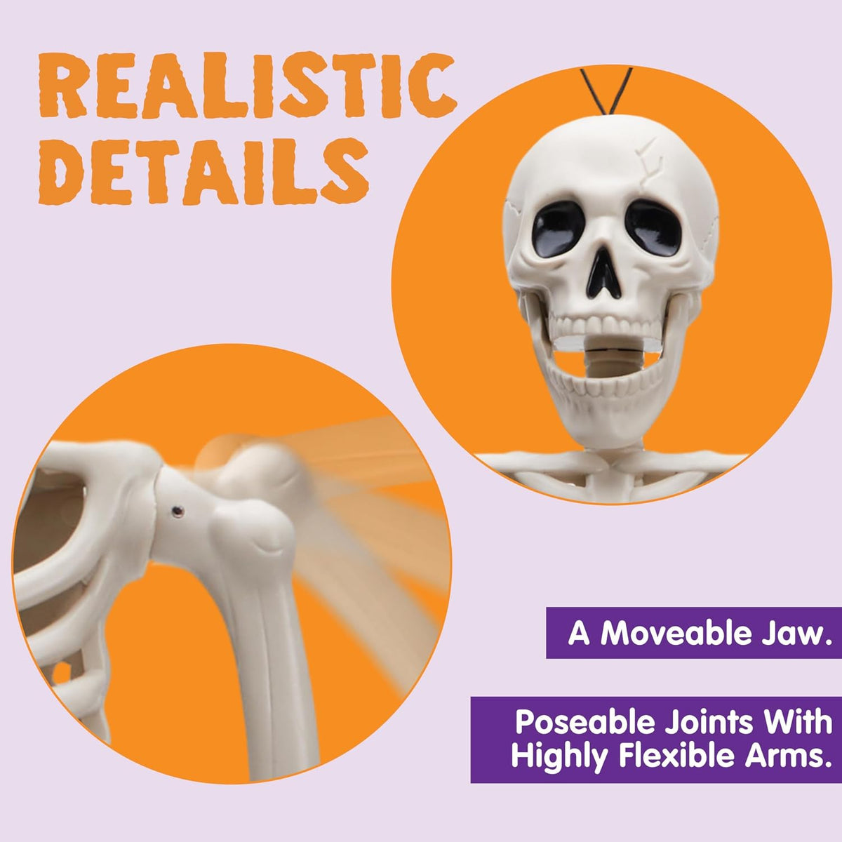 JOYIN 5 Posable Hanging Skeletons, 16 Inch Halloween Decor 5