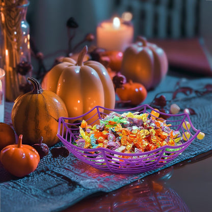 JOYIN 3 Spider Web Halloween Candy Bowls, Orange Purple Black 6