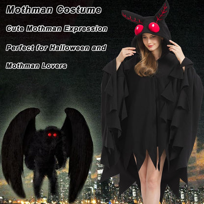 AIYOUYIYA Adult Mothman Costume, Hooded Poncho Cape for Halloween 3