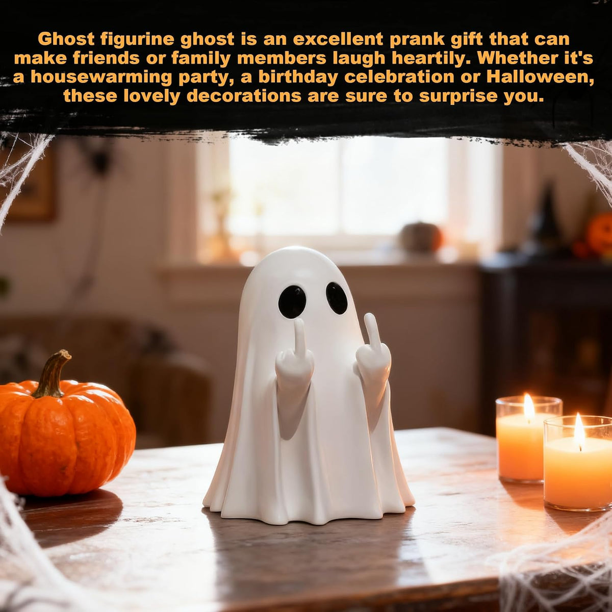 Chgfs Ceramic Ghost Figurine, White Hand-Painted Halloween Decor 4