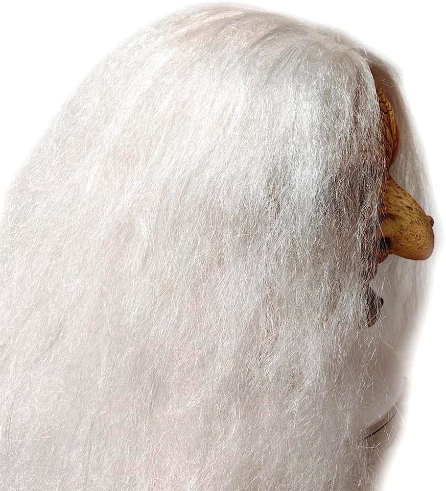 ZDOVLZZPON Old Lady Witch Latex Mask with White Hair for Halloween 4