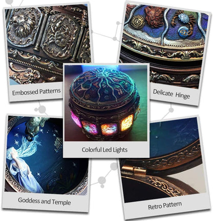 Amperer Vintage Zodiac Music Box with Rotating Goddess and LED Lights 4