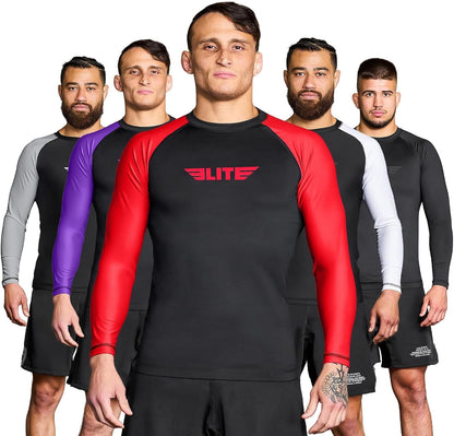 Elite Sports Men's Long Sleeve BJJ Rash Guard, Compression No-Gi 8