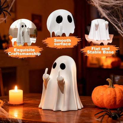 Chgfs Ceramic Ghost Figurine, White Hand-Painted Halloween Decor 3