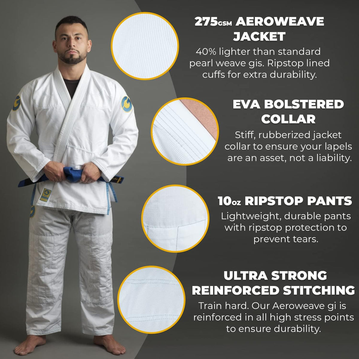 Gold BJJ Aeroweave Jiu Jitsu Gi, Ultra Lightweight BJJ Gi for Men 2