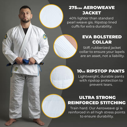 Gold BJJ Aeroweave Jiu Jitsu Gi, Ultra Lightweight BJJ Gi for Men 2