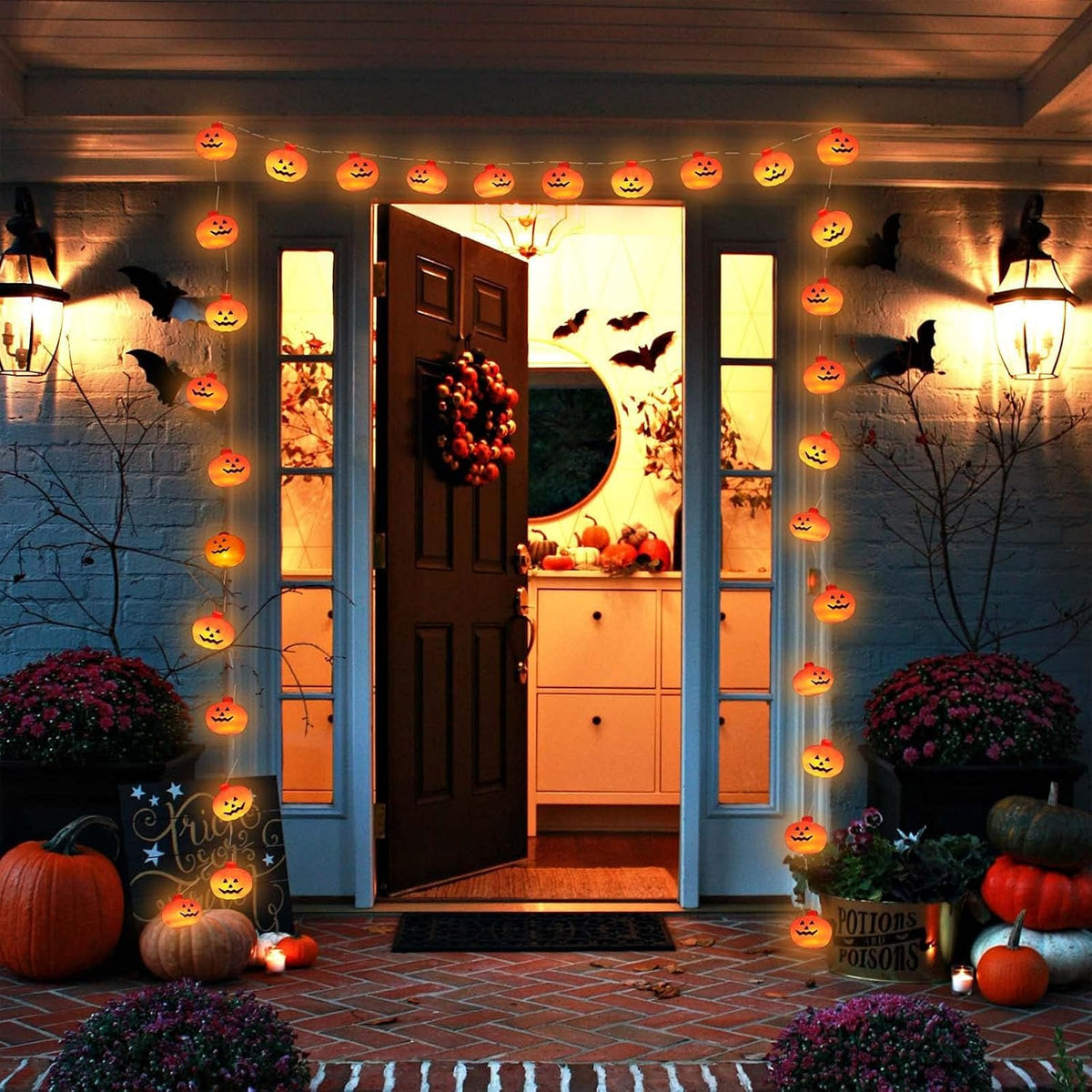 Runleo Halloween Pumpkin String Lights, 20 LED, Battery Operated 3