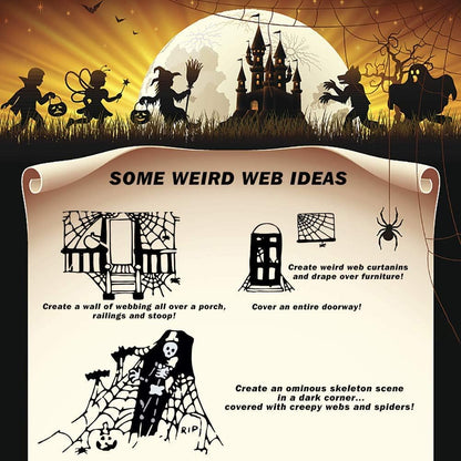 ZPISF 1000 sq ft White Stretch Spider Webs with 30 Fake Spiders 7
