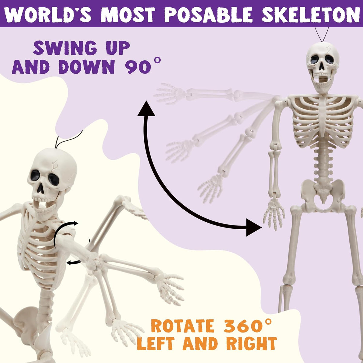 JOYIN 5 Posable Hanging Skeletons, 16 Inch Halloween Decor 4