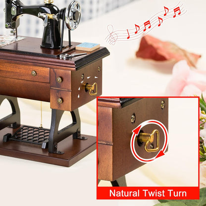 Mr.Winder Wooden Sewing Machine Music Box, Wind-Up, Plays For Elise 2