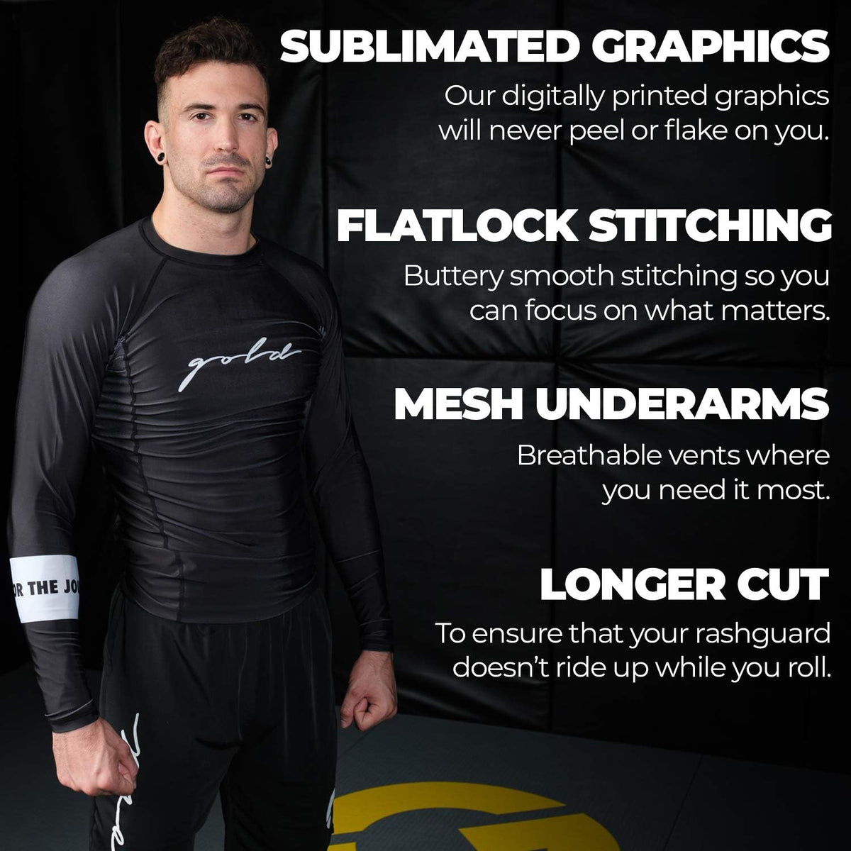 Gold BJJ Foundation Rash Guard, Ranked No-Gi and Gi Jiu-Jitsu 5