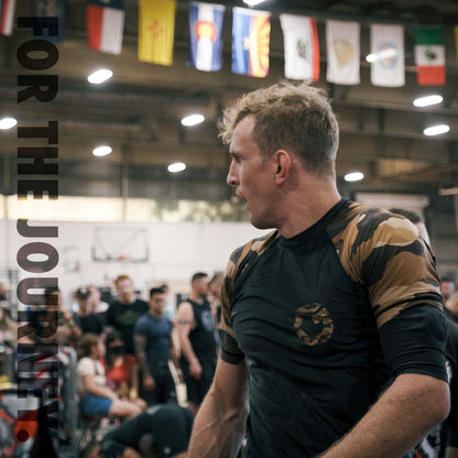 Gold BJJ Camo Rash Guard Compression Shirt for No-Gi, Gi and MMA 6