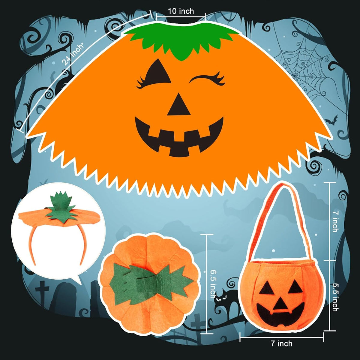 WISHTEN 3-Piece Pumpkin Costume for Women, Halloween Costume Set 3