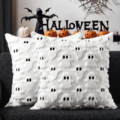 DFXSZ Halloween Ghost Pillow Covers 18x18 in, Set of 2, White 8