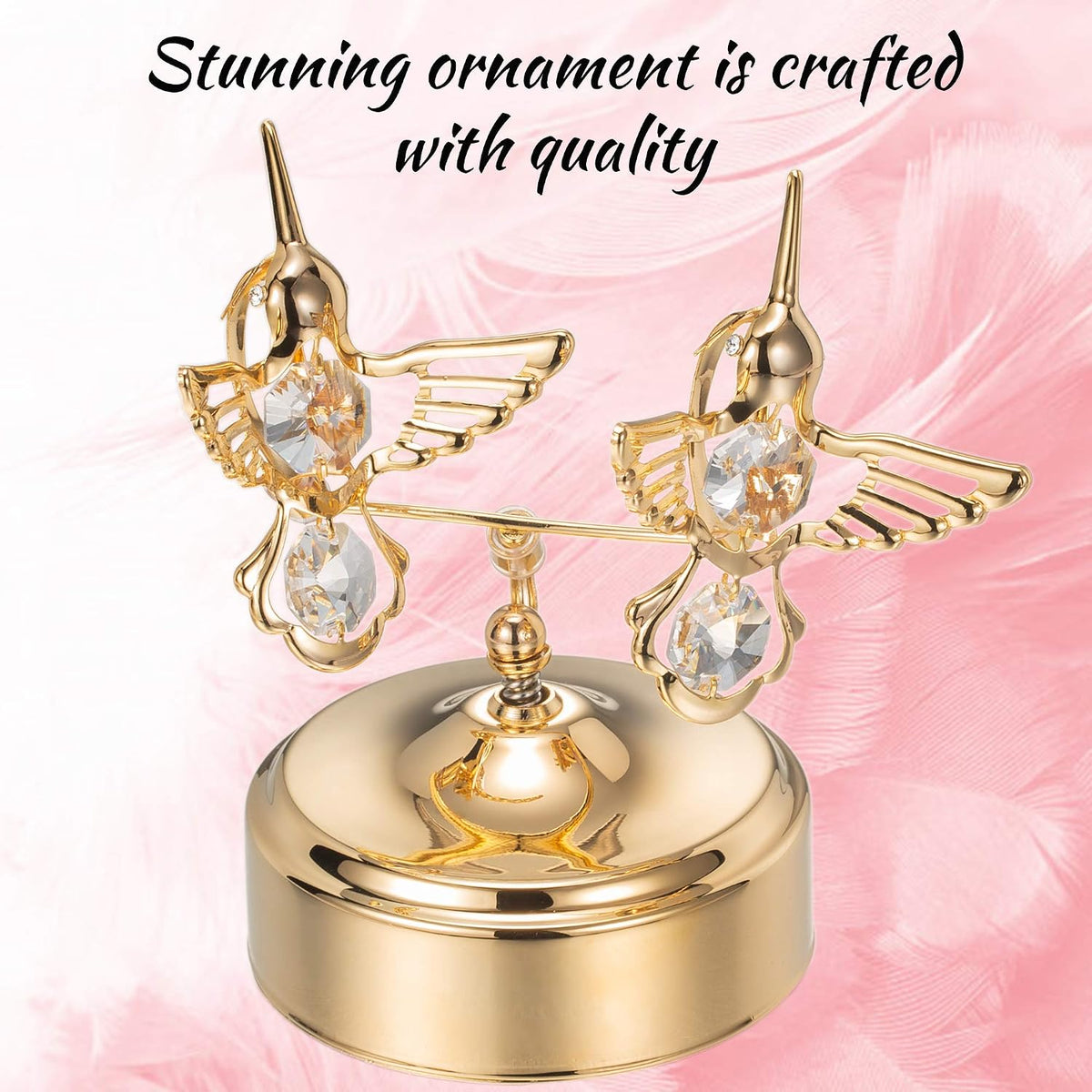 Matashi 24K Gold-Plated Crystal Music Box with Two Hummingbirds 7