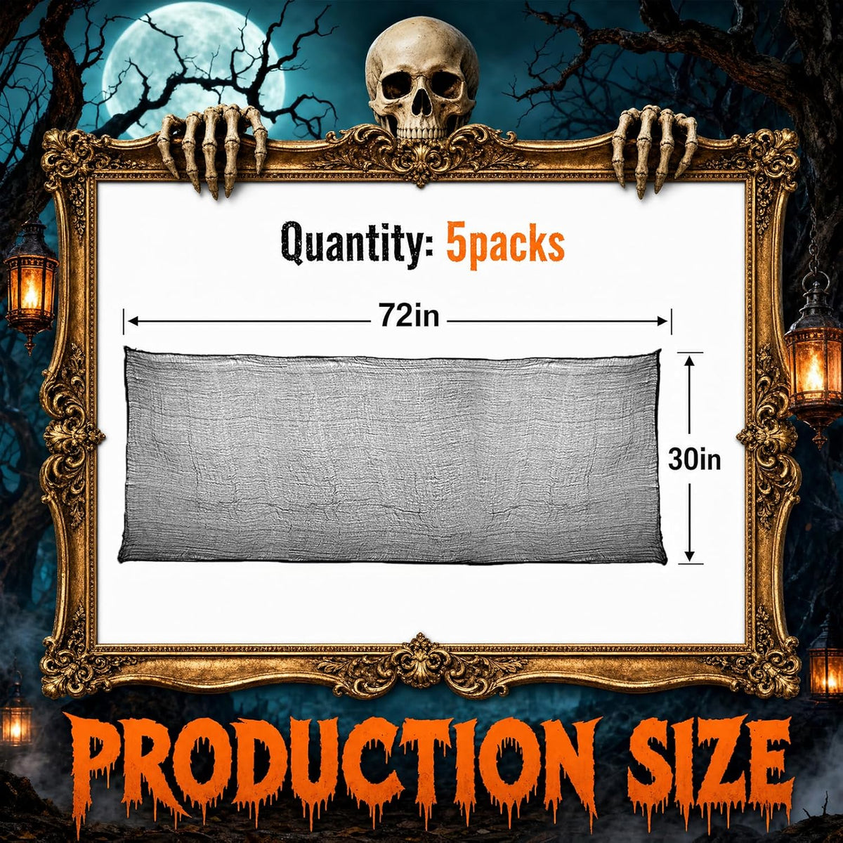 Cyantor 5-Piece Black Creepy Cloth 30 x 72 in, Halloween Decor 2
