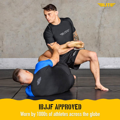 Elite Sports Men's Short Sleeve BJJ Rash Guard, No-Gi Compression 2