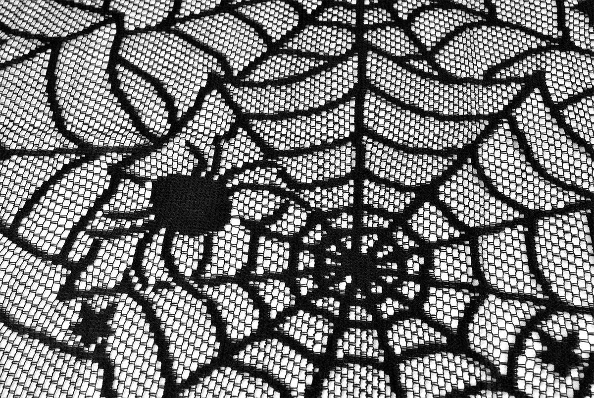 DII Black Spider Web Lace Tablecloth 54 x 72 in, Gothic Halloween 2