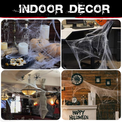 ZPISF 1000 sq ft White Stretch Spider Webs with 30 Fake Spiders 6