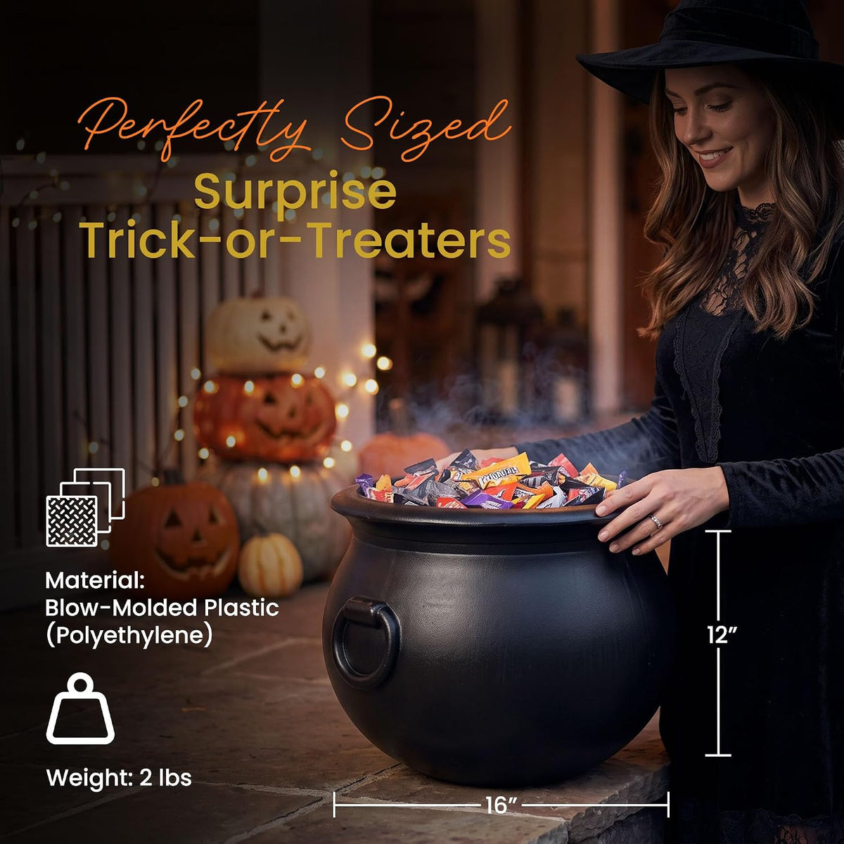 Union Products 16 in Black Witch Cauldron, Halloween Candy Bowl 4