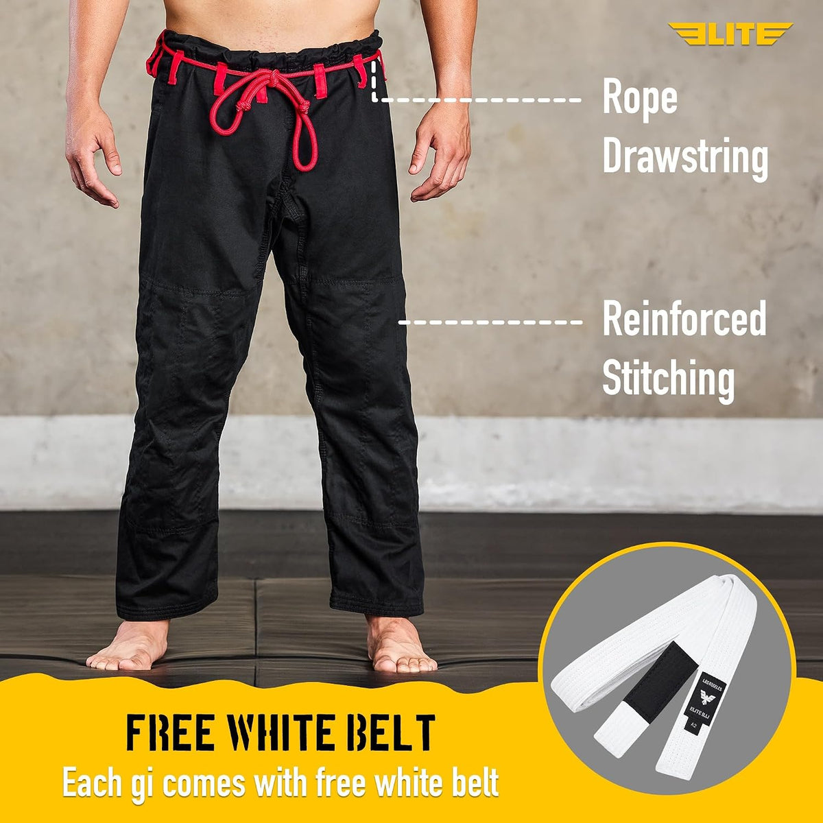 Elite Sports BJJ Gi for Men, Set of 3, IBJJF, Preshrunk, Free Belt 5