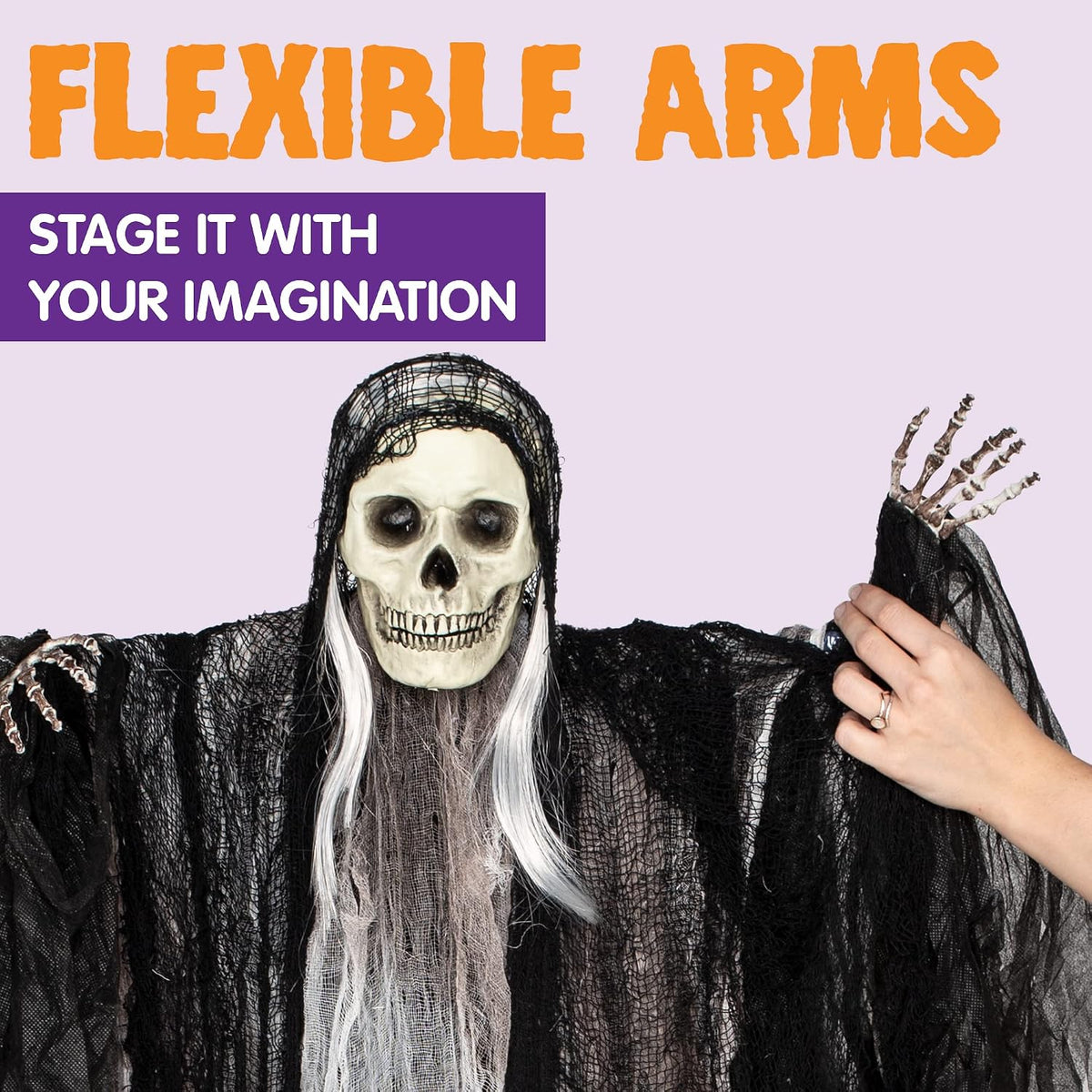 JOYIN 3-Pack Hanging Skeleton Grim Reapers, Halloween Outdoor Decor 4