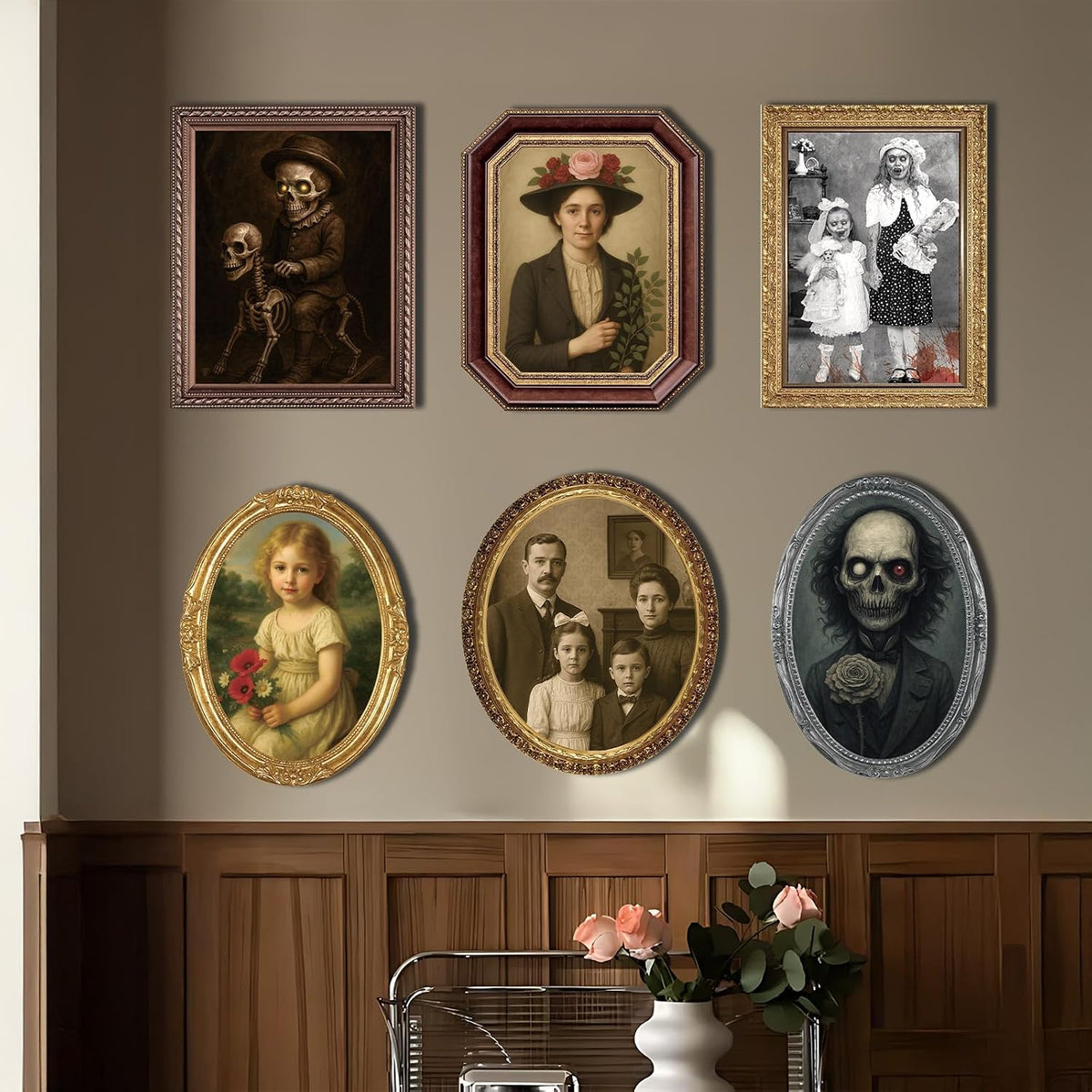 Lansian 6-Pack 3D Changing Face Portraits, Halloween Wall Decor 8