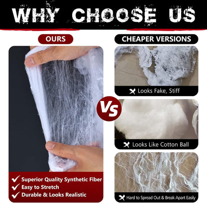 ZPISF 1000 sq ft White Stretch Spider Webs with 30 Fake Spiders 4