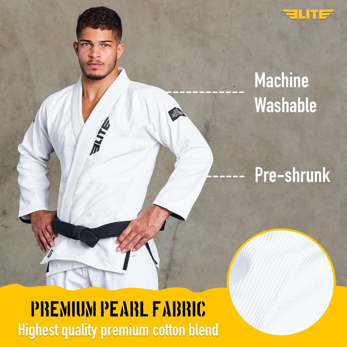 Elite Sports BJJ Gi for Men, IBJJF Kimono, Preshrunk, Free Belt 3