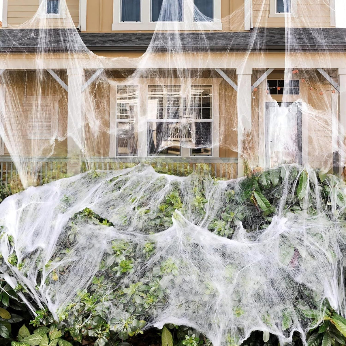 ZPISF 1000 sq ft White Stretch Spider Webs with 30 Fake Spiders 1